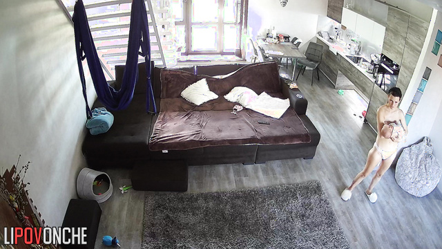Watch long lactation process in the huge living room