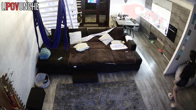 Naked man relaxing after awesome fuck in the living room