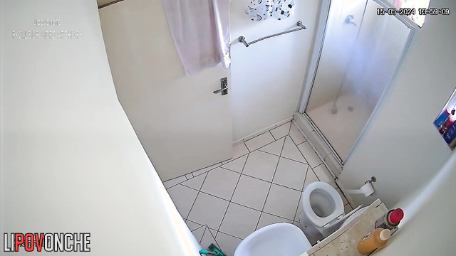 Busty black lady peeing after work (she is housemaid)