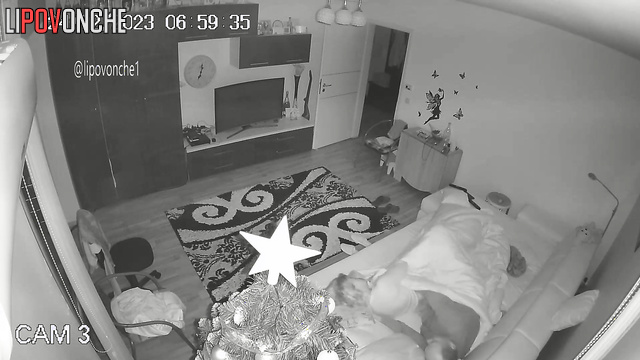 Bald man enjoying slow fuck under sheets (night video)