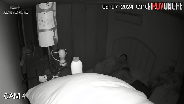 Fat guy fucking his sleeping girlfriend at the night