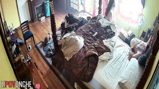 Girl slowly gets dressed after great sex with boyfriend