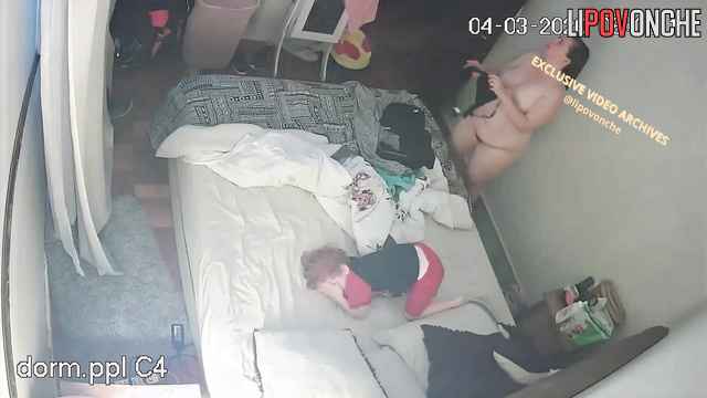 Big beauty woman changing her underwear after work