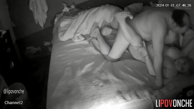 A couple had sex on a bed in the bedroom in the middle of the night