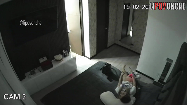 Bedroom sex tape with playful masturbating blonde