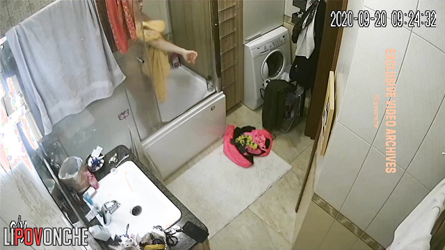 Usual routine of a standart family / bathroom camera