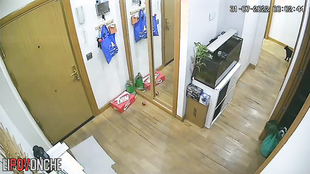 Video of family couple from a hidden camera doing everyday stuff (his wife is pregnant)