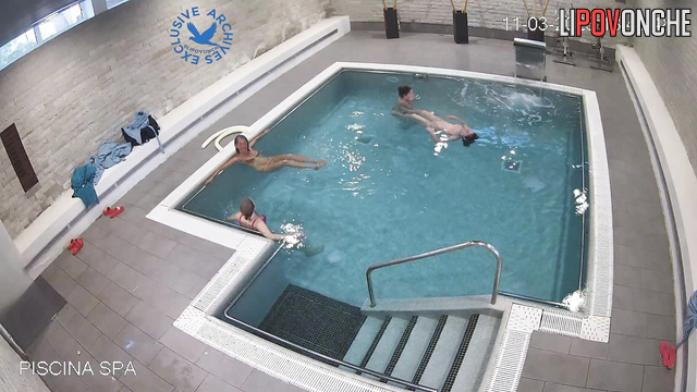 This place is heaven - sexy milf are swimming naked in the pool all together
