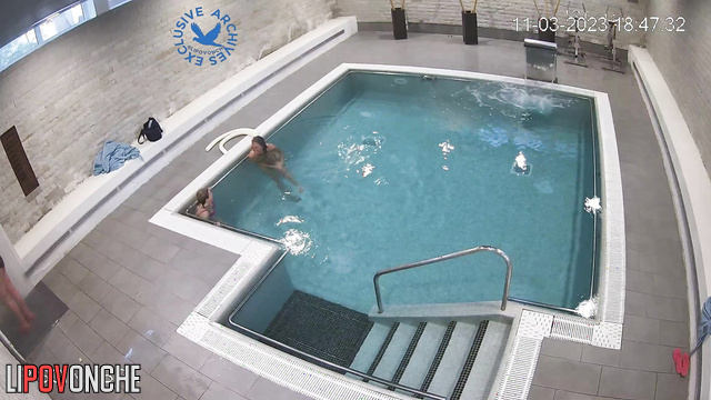 This place is heaven - sexy milf are swimming naked in the pool all together