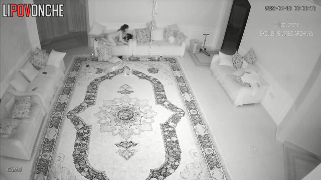 Bearded guy fucking his sexy lover at the huge living room