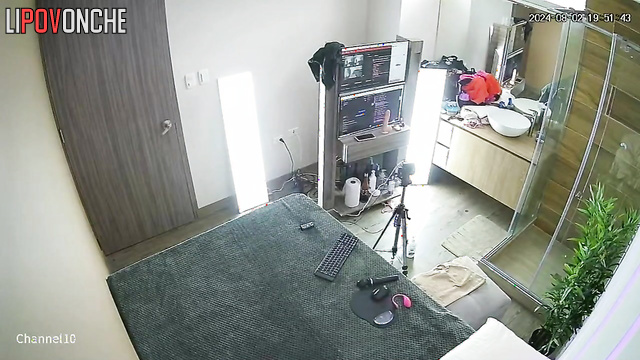 Skinny brunette playing with her favorite sex toy