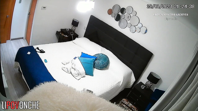 This brunette just came home after walking-watch her evening routine