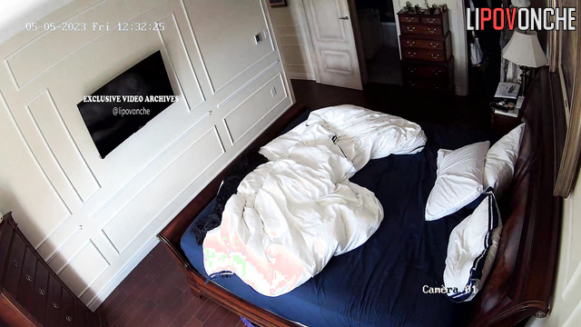 She was looking for something in her room (topless blonde)