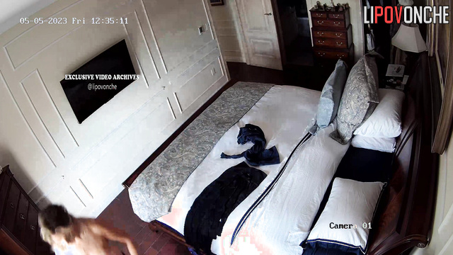 She was looking for something in her room (topless blonde)