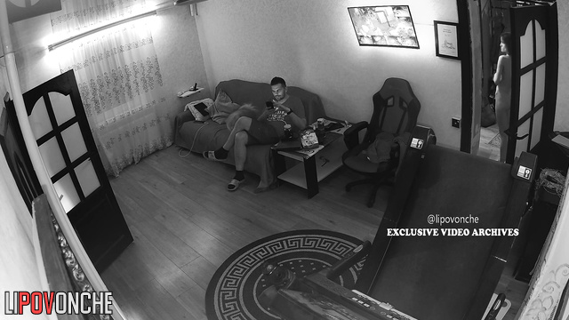 Simple evening of this couple (hidden living room cam)