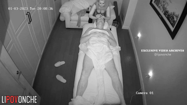Hot massage from wife in the living room, watch