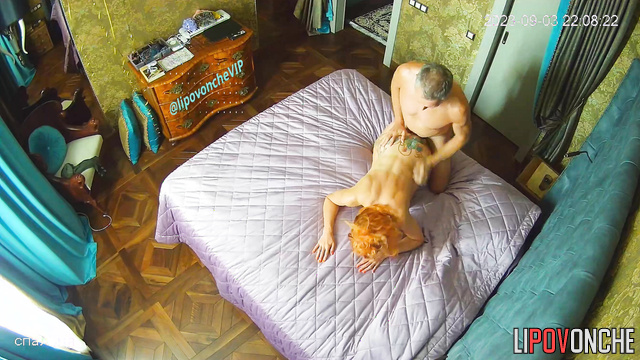 Gray-haired guy licking toes his wife during her game with a sex toy