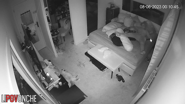 Girl looking for something in her panties (at night)