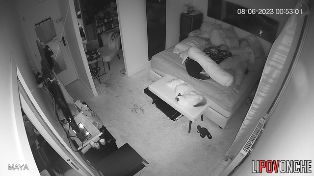 Girl looking for something in her panties (at night)