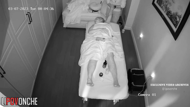 Blonde enjoying body and head massage - watch now
