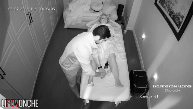 Blonde enjoying body and head massage - watch now