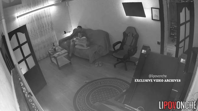 Blonde teasing her boyfriend in front of TV (hidden tape)
