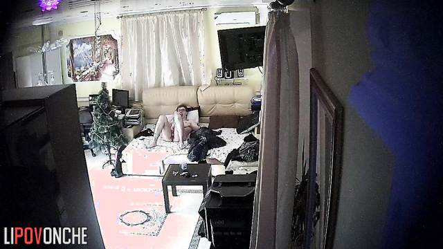 Long caress near a new year tree (live bedroom video)