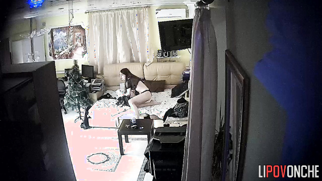 Long caress near a new year tree (live bedroom video)
