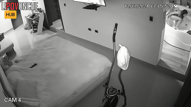 Girl watching tv after hot time in the bath with vibrator