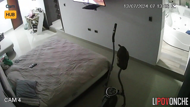 Girl watching tv after hot time in the bath with vibrator