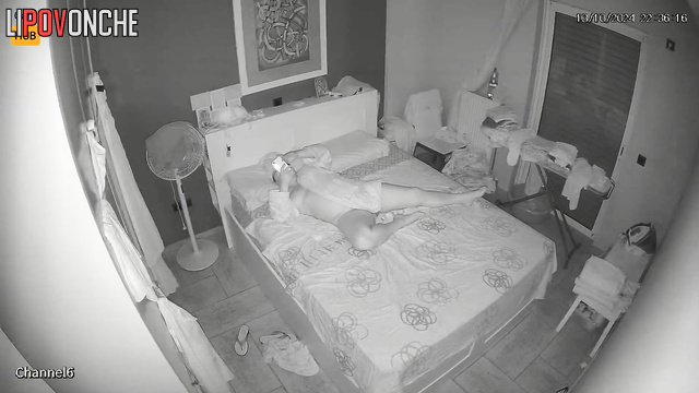 Chubby lying in the bed and chatting with her fucker