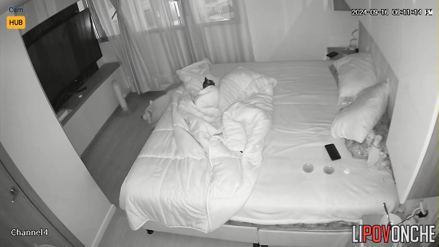 Couple enjoying tv watching after sensual hot fuck
