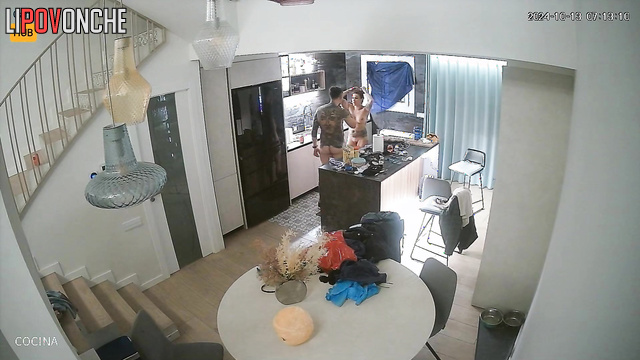 Big-breasted girlfriend tied up naked guy's hands and plays with his big cock