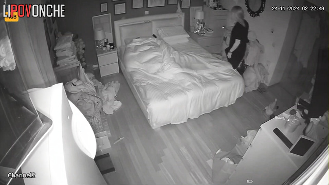 A big-breasted girl woke up her sleeping husband with a hot fuck.