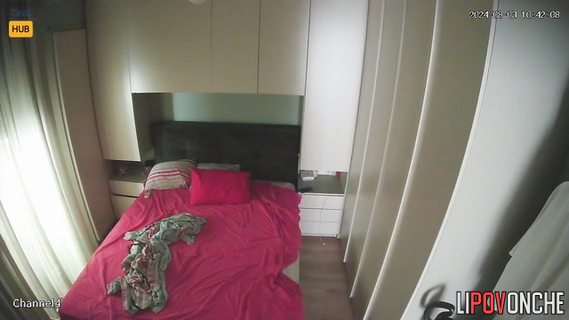 Hot brunet fucked skinny blonde on bed and cummed in her pussy