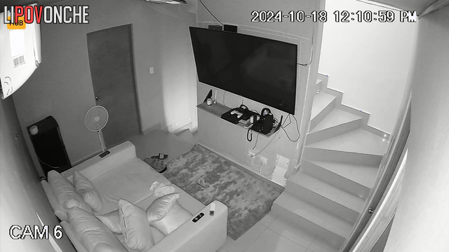 Girl with perfect body jumping on a cock in the living room