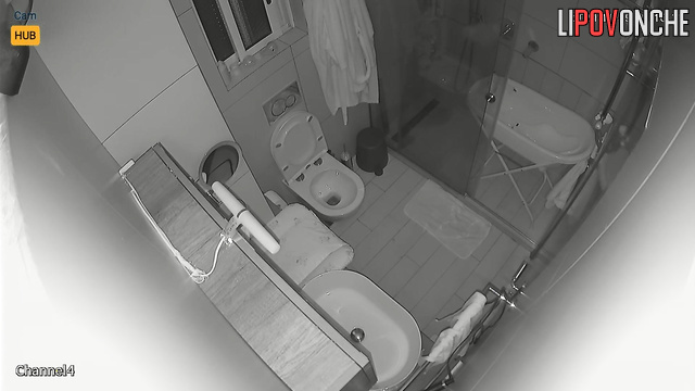 Bathroom intimate scene - redhead lady peeing right now
