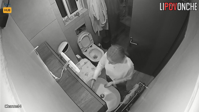 Bathroom intimate scene - redhead lady peeing right now