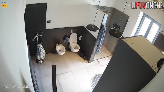 Skinny italian lady peeing very elegant, bathroom video