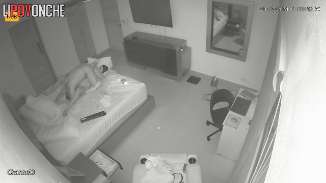 Naked brunette fucking his boyfriend with a dildo