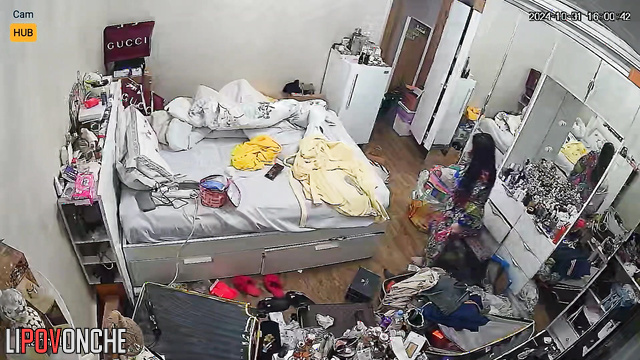 Big beauty woman thinking about what to wear today