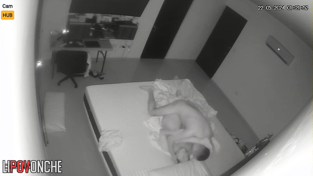 Naked people in the empty bedroom enjoying each other