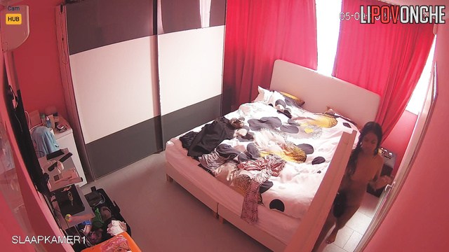 Young and tiny brunette dressing for her ex-boy