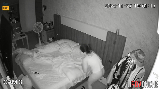 Naked couple spending good time in their cozy bed