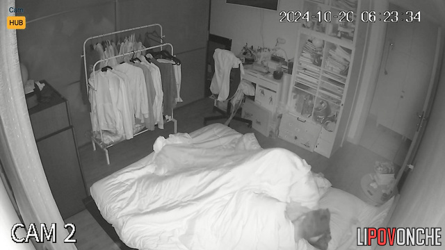 Guy wiping his cum from her sexy butt (bedroom)