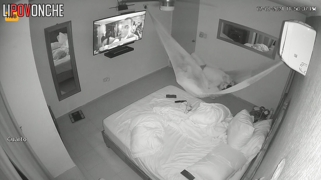 Couple started making love in a hammock (hot tape)