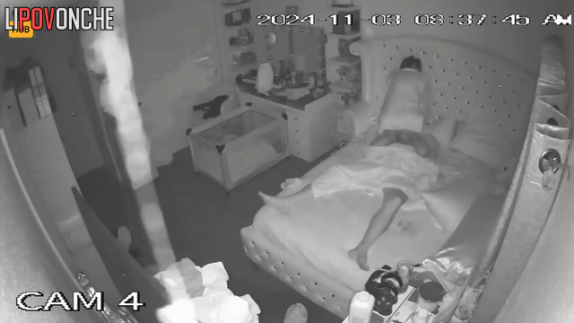 Bedroom sex tape - hot long-haired lady saddled a cock