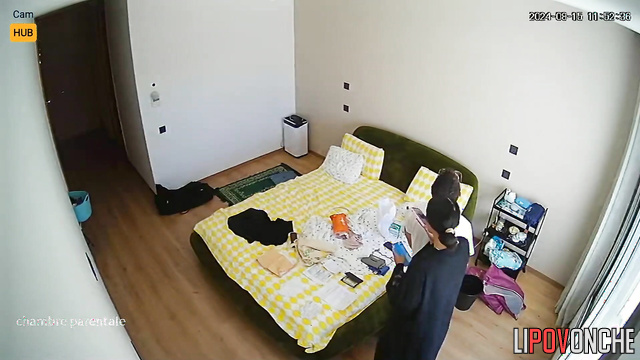 Couple enjoying warm hugging before fast bed sex