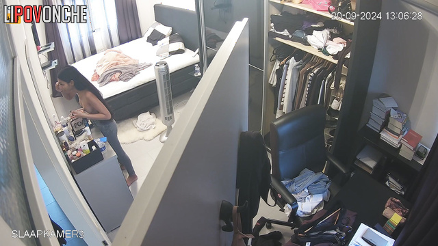 Sexy skinny whore preparing for night work, live