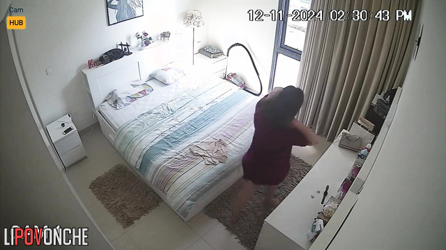Brunette showing her boyfriend her hot masturbation